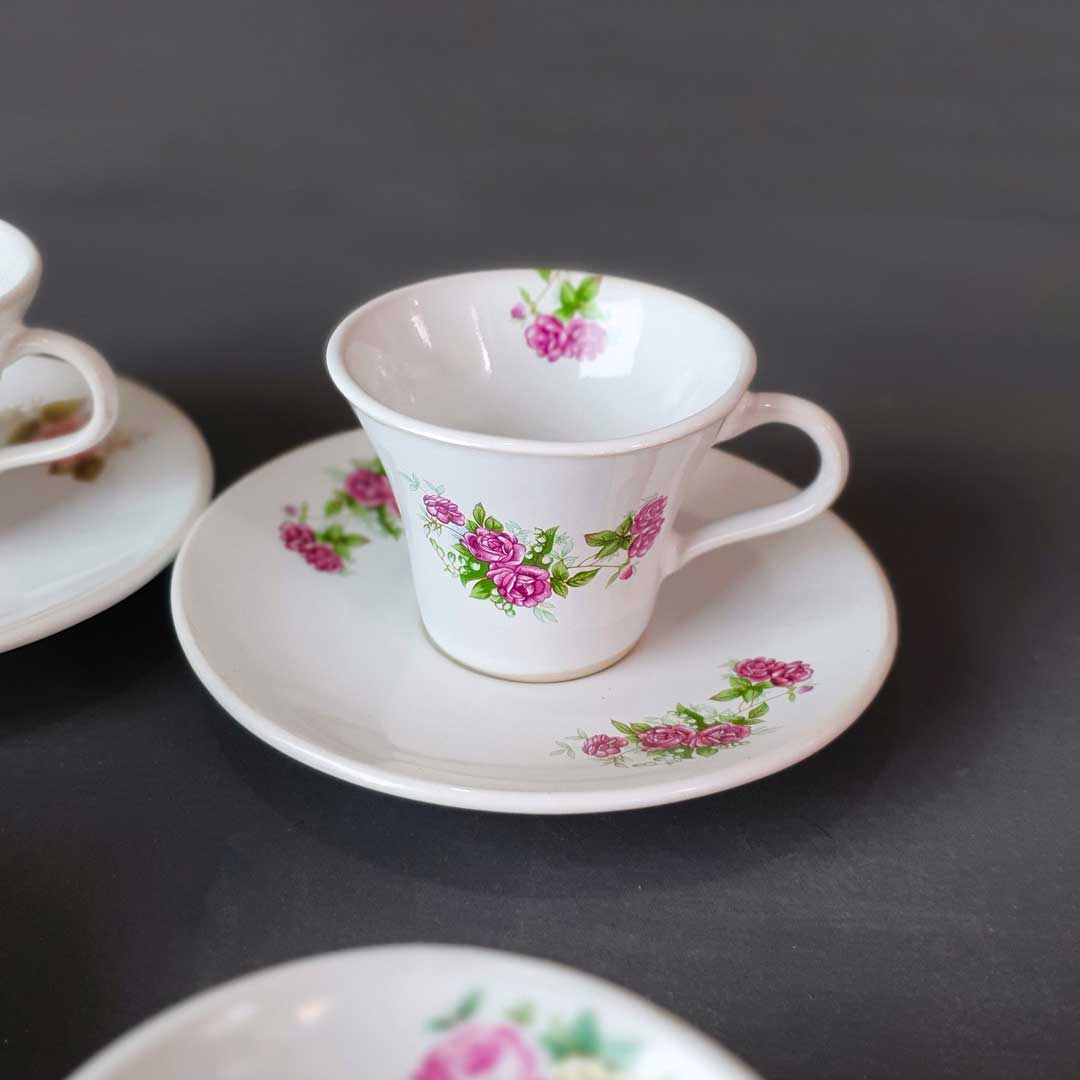 سرویس فنجان و نعلبکی قهوه خوری چینی گل سرخی سرویس فنجان و نعلبکی قهوه خوری چینی گل سرخی